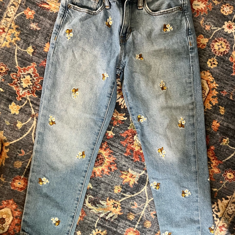 GAP Blue Ankle Cropped Jeans with Distressed Detailing